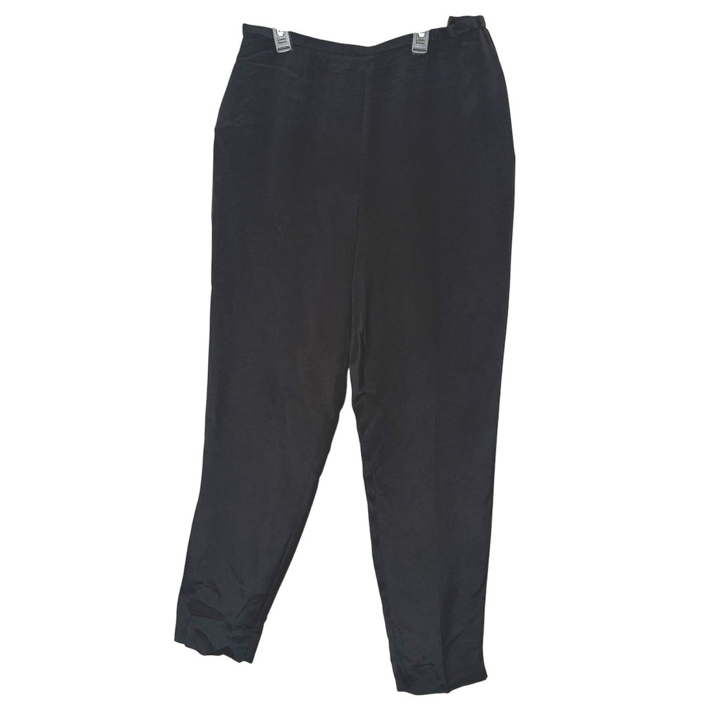 Dana Buchman Silk Dress Pants Womens 12 Black High Waisted Tapered Office Career